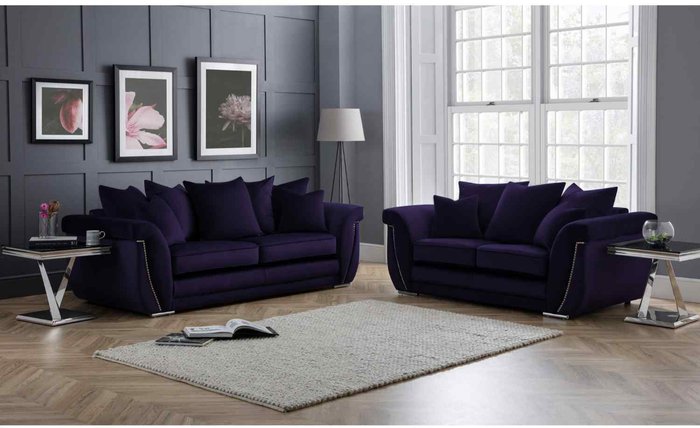 The Range | Simply Eleganza Luca 3 Plus 2 Seater Scatterback Sofa Set - Ameythst Simply Eleganza Luca 3 Plus 2 Seater Scatterback Sofa Set - Ameythst