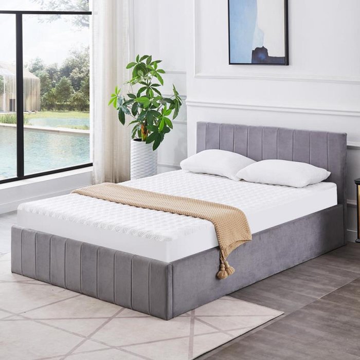 The Range | Kosy Koala Kosy Koala Grey Velvet Upholstered Double Ottoman Bed - Grey Kosy Koala Kosy Koala Grey Velvet Upholstered Double Ottoman Bed - Grey