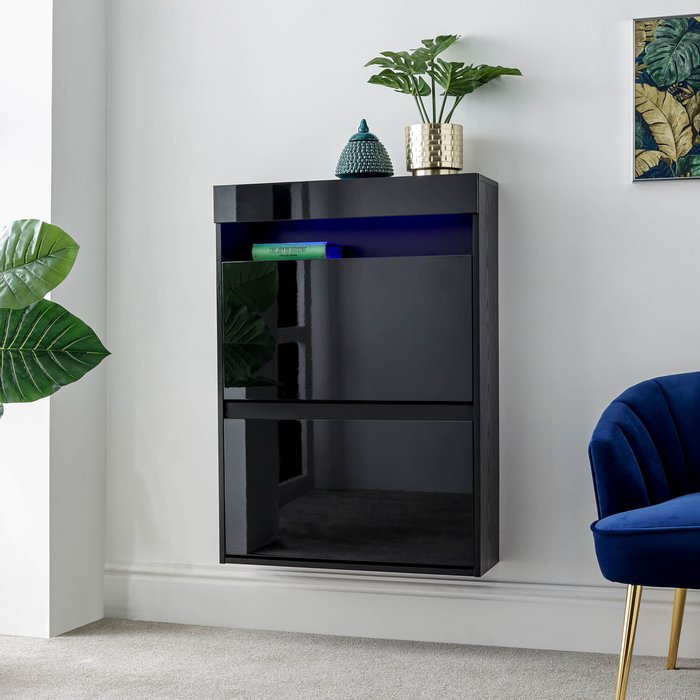The Range | GFW Galicia Wall Hanging Two Tier Shoe Cabinet - Black GFW Galicia Wall Hanging Two Tier Shoe Cabinet - Black