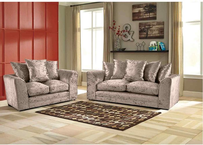 The Range | Simply Eleganza Mirana Modern Crush Velvet 3 Plus 2 Sofa Set - Orange Simply Eleganza Mirana Modern Crush Velvet 3 Plus 2 Sofa Set - Orange