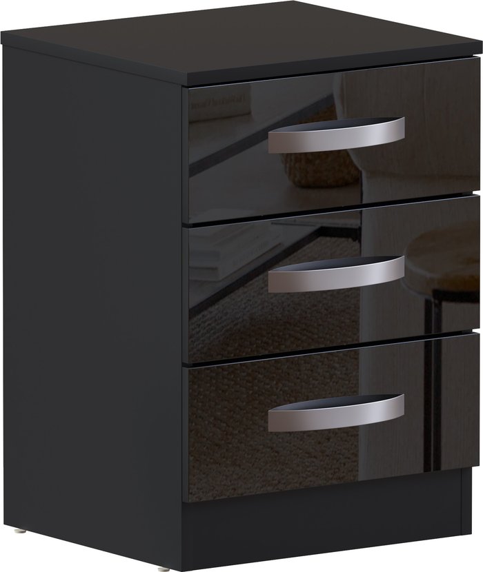 The Range | Hulio 3 Drawer Bedside Cabinet - Black Hulio 3 Drawer Bedside Cabinet - Black