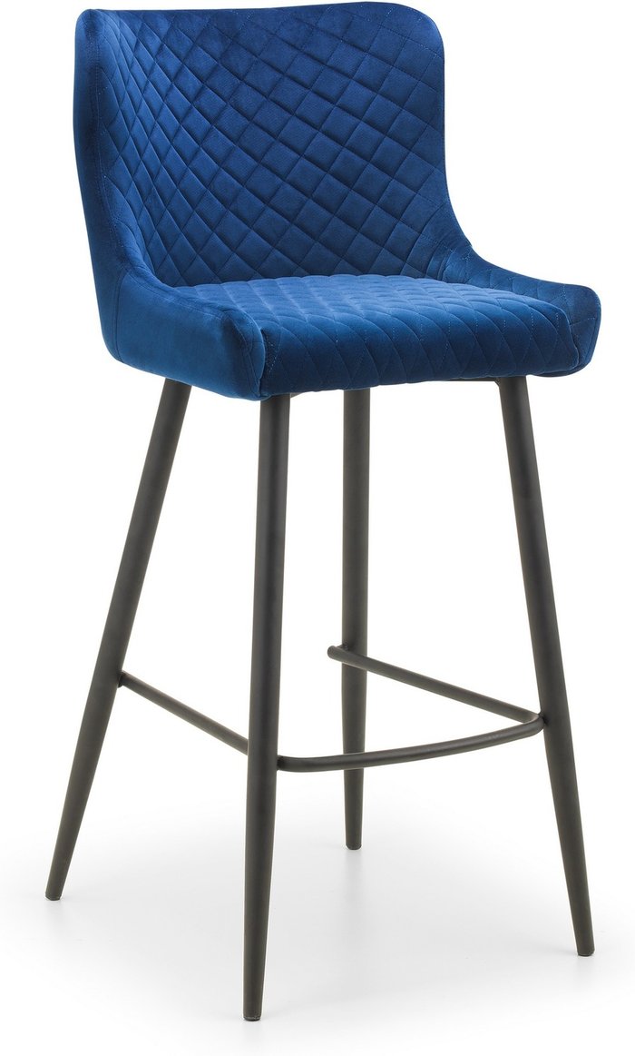 The Range | Julian Bowen Luxe Velvet Bar Stool - Blue - Blue Julian Bowen Luxe Velvet Bar Stool - Blue - Blue