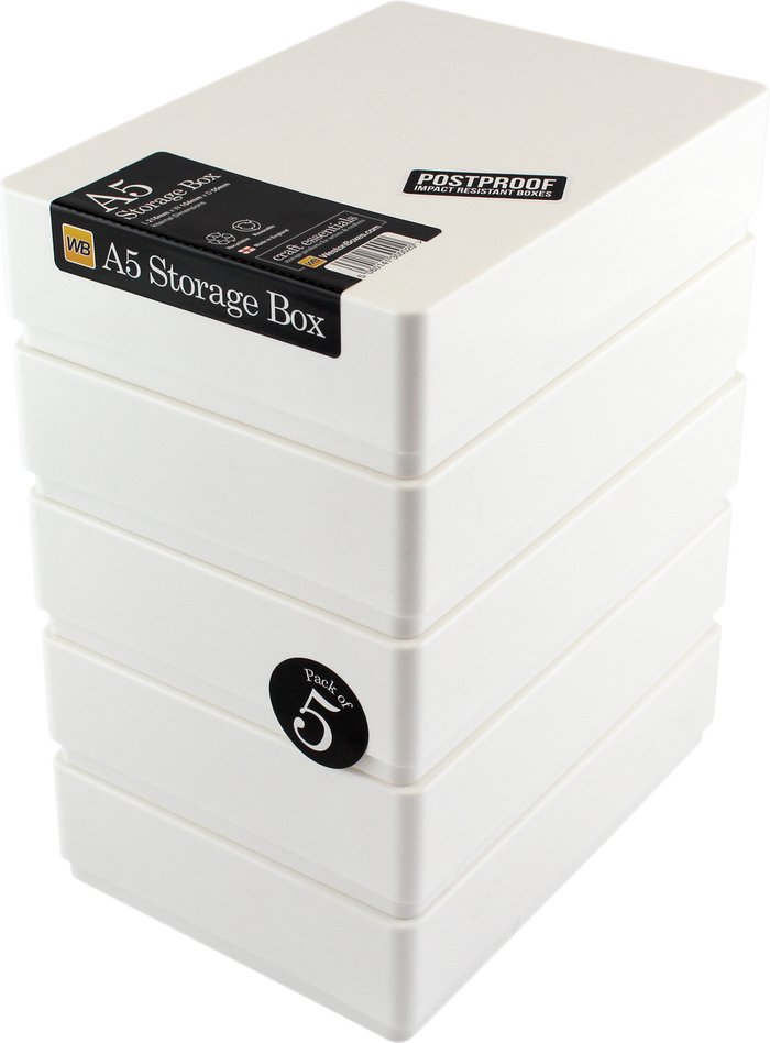 The Range | WestonBoxes A5 Plastic Craft Storage Boxes for Art Supplies, Paper and Card - White / 5 WestonBoxes A5 Plastic Craft Storage Boxes for Art Supplies, Paper and Card - White / 5