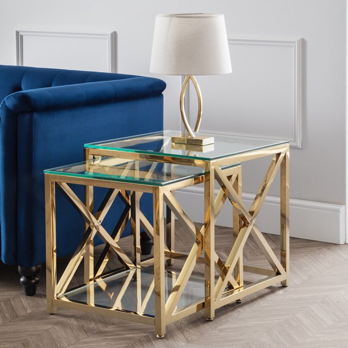 The Range | Julian Bowen Miami Nest Of Tables - Gold Julian Bowen Miami Nest Of Tables - Gold