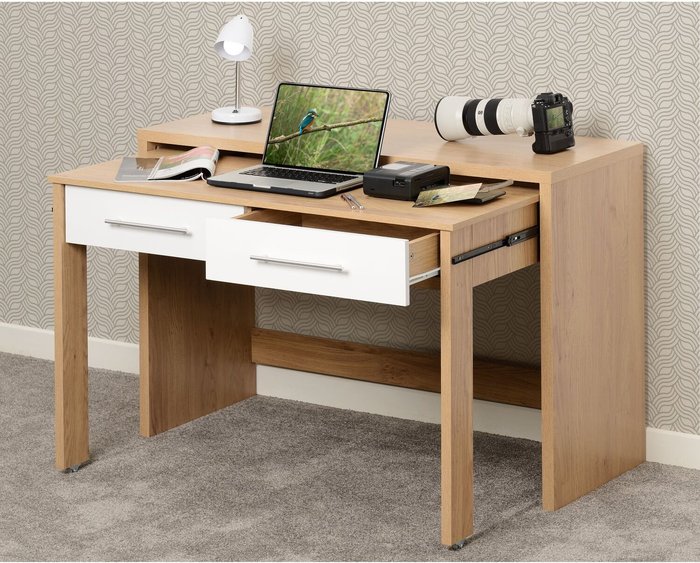 The Range | Seconique Seville 2 Drawer Slider Desk - White Seconique Seville 2 Drawer Slider Desk - White