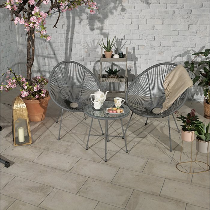 The Range | Royal Craft Monaco 2 Seater Grey Egg Chair Bistro Set Grey Royal Craft Monaco 2 Seater Grey Egg Chair Bistro Set Grey