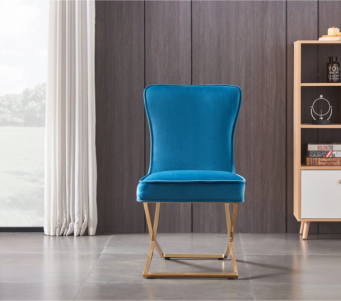 The Range | Life Interiors Trafalgar Lux Velvet Dining Chair Single - Blue Life Interiors Trafalgar Lux Velvet Dining Chair Single - Blue