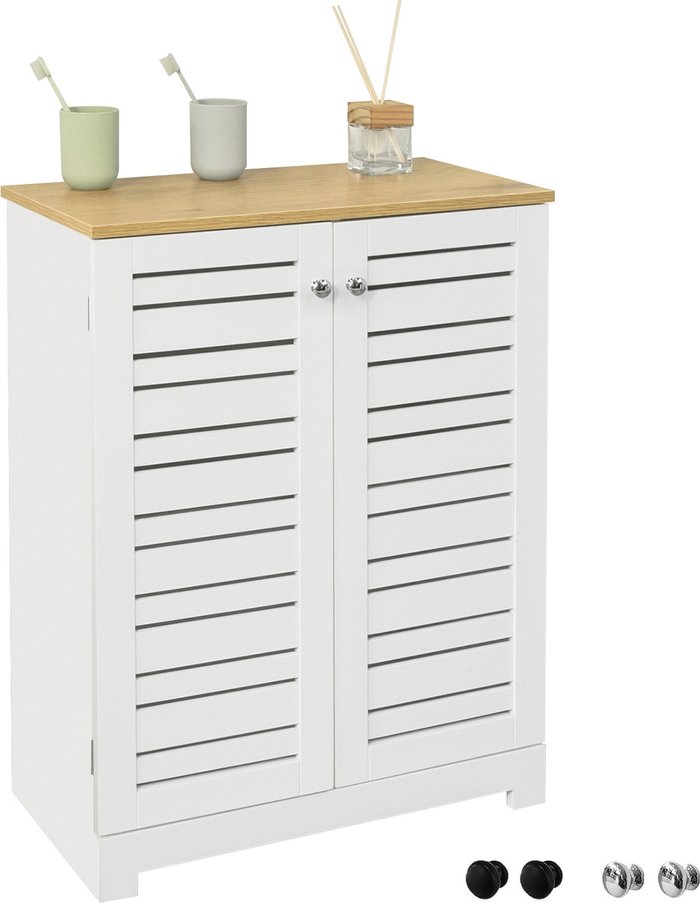 The Range | SoBuy SoBuy Bathroom Storage Cabinet Cupboard with 2 Slatted Doors - white SoBuy SoBuy Bathroom Storage Cabinet Cupboard with 2 Slatted Doors - white