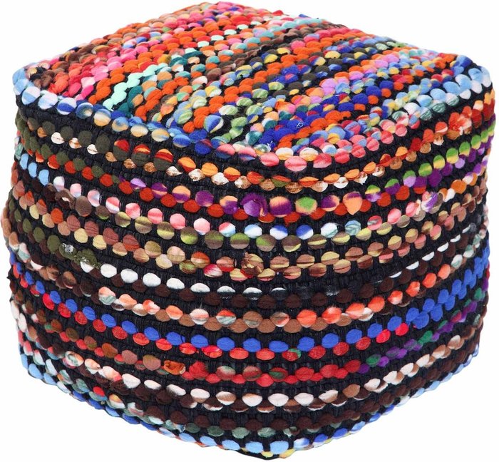 The Range | Homescapes Multi Coloured Folk Woven Cube Pouffe Bean Filled - Multicolour Homescapes Multi Coloured Folk Woven Cube Pouffe Bean Filled - Multicolour