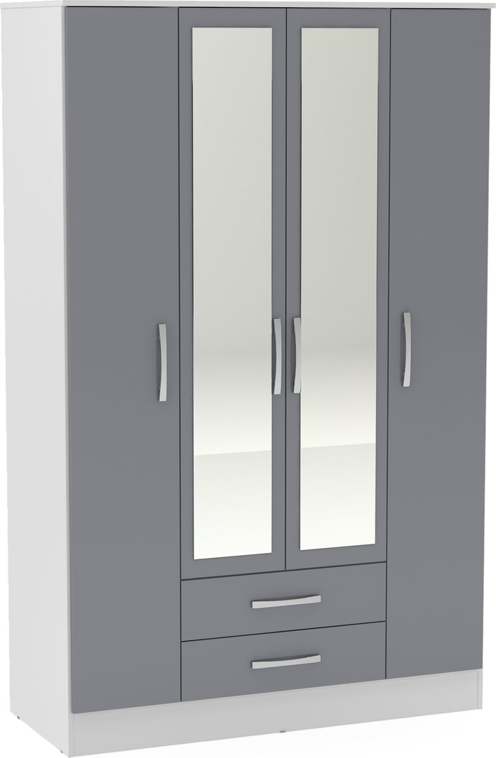 The Range | Dunelm Lynx Mirrored 4 Door Mirrored Wardrobe Grey Dunelm Lynx Mirrored 4 Door Mirrored Wardrobe Grey