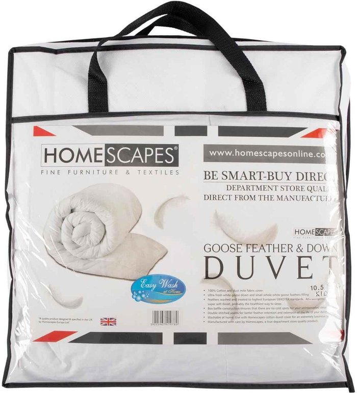 The Range | Homescapes Homescapes Kids Goose Feather and Down Duvet 4.5 Tog - White Homescapes Homescapes Kids Goose Feather and Down Duvet 4.5 Tog - White