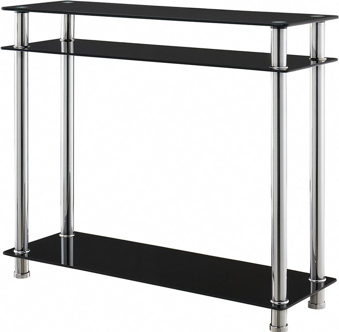 The Range | GRS Elie Glass Chrome Console Table Hallway Table - Black Glass GRS Elie Glass Chrome Console Table Hallway Table - Black Glass