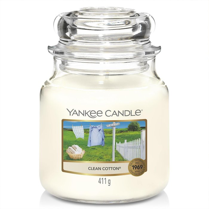 The Range | Yankee Candle Yankee Candle Original Medium Jar Scented Candle Clean Cotton - White Yankee Candle Yankee Candle Original Medium Jar Scented Candle Clean Cotton - White