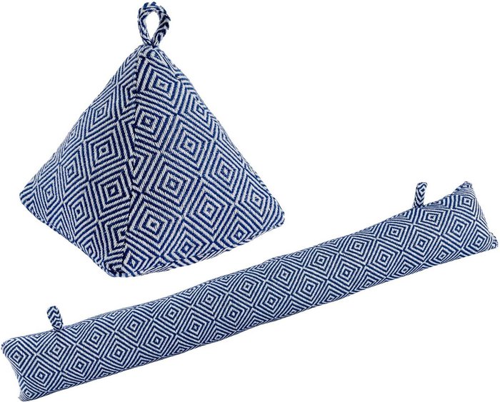 The Range | Nicola Spring Chevron Door Stop Draught Excluder Set - Blue Nicola Spring Chevron Door Stop Draught Excluder Set - Blue