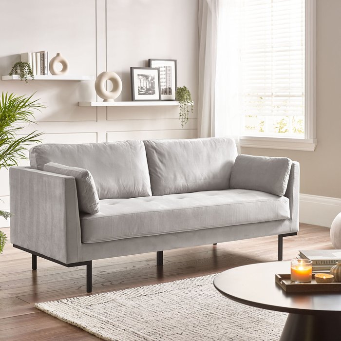 The Range | FurnitureboxUK Evelyn Living Room Velvet Fabric Sofa - Taupe / 3 FurnitureboxUK Evelyn Living Room Velvet Fabric Sofa - Taupe / 3