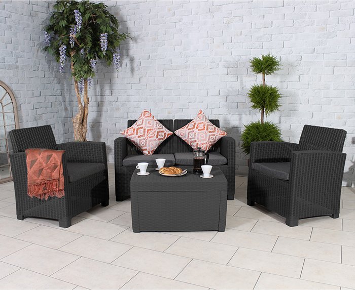 The Range | Royalcraft Royalcraft Faro 4 Seater Conversation Set - Black Royalcraft Royalcraft Faro 4 Seater Conversation Set - Black