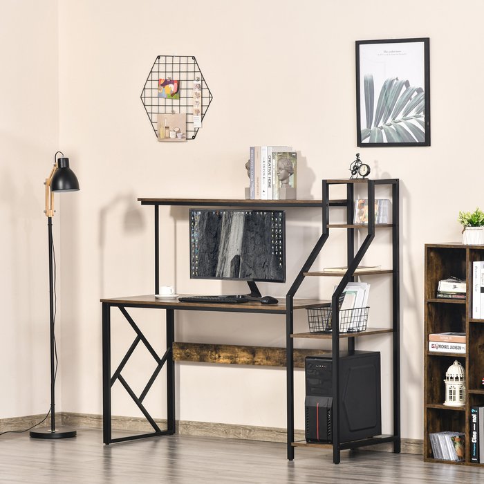 The Range | HOMCOM HOMCOM Desk with Shelves Home Office Study Table for Small Spaces HOMCOM HOMCOM Desk with Shelves Home Office Study Table for Small Spaces