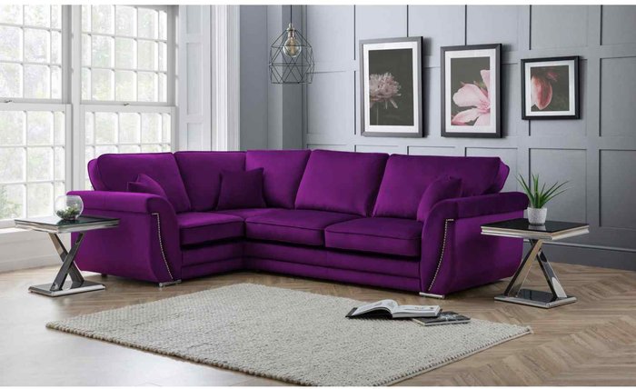 The Range | Simply Eleganza Luca Full Back L Shape Left Hand Corner Sofa - Purple Simply Eleganza Luca Full Back L Shape Left Hand Corner Sofa - Purple