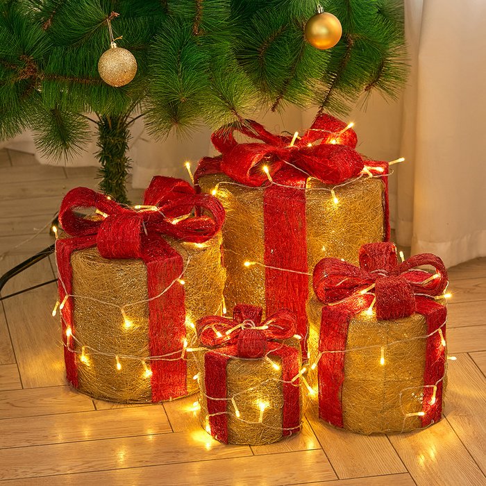 The Range | Livingandhome 3 Pieces LED Light Gift Box - Red Livingandhome 3 Pieces LED Light Gift Box - Red