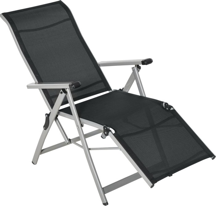 The Range | Outsunny Outdoor Sun Lounger 10-Position - Black Outsunny Outdoor Sun Lounger 10-Position - Black