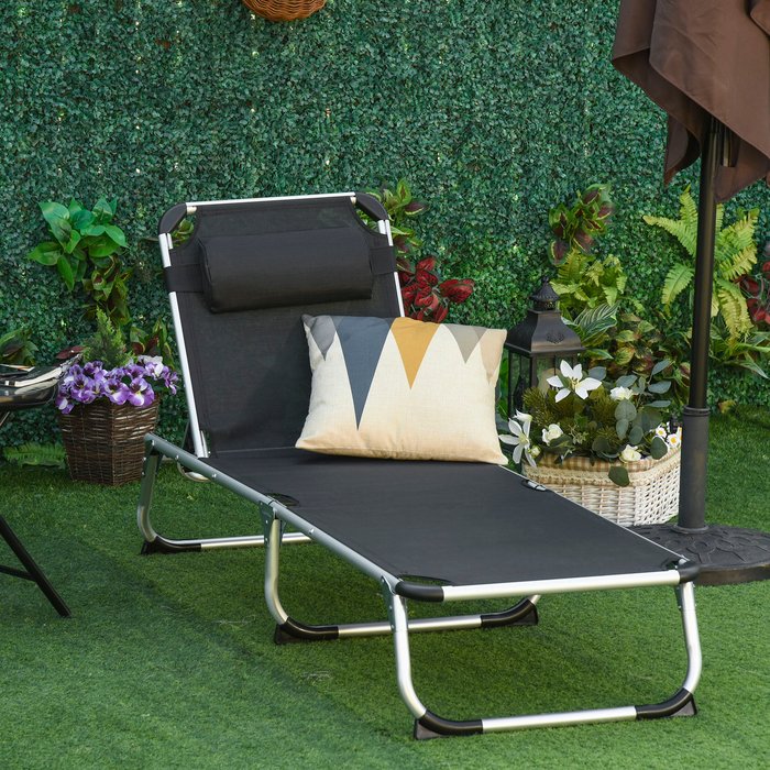 The Range | Outsunny Outsunny Folding Outdoor Reclining Sun Lounger - Black Outsunny Outsunny Folding Outdoor Reclining Sun Lounger - Black