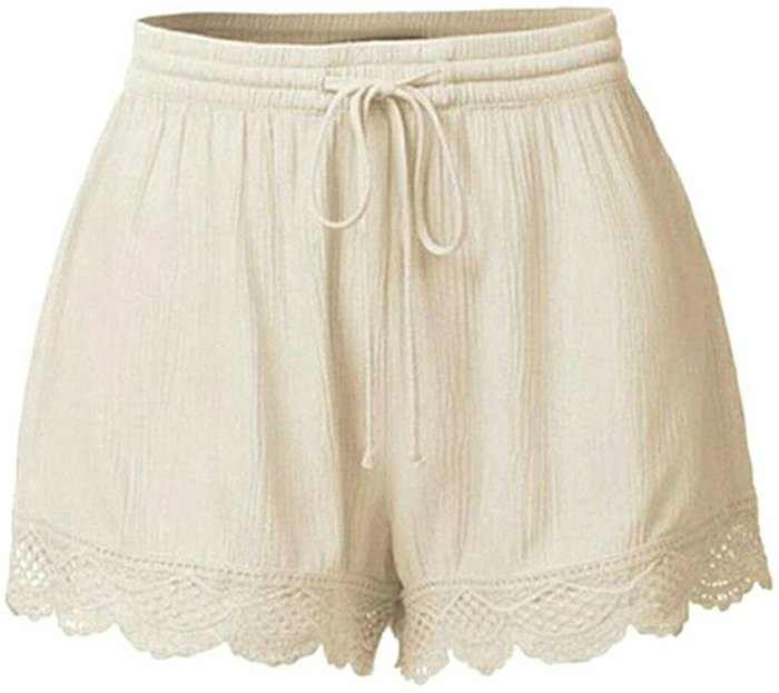 The Range | Laced Hem Summer Beach Casual Shorts - Cream / UK 16 2XL Laced Hem Summer Beach Casual Shorts - Cream / UK 16 2XL