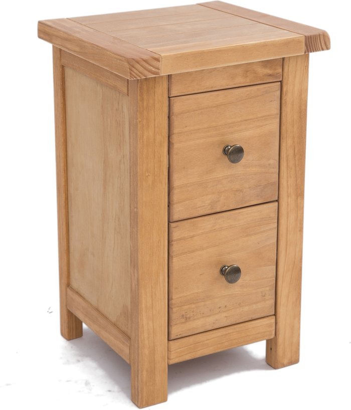 The Range | Cabinet Bits Lugo 2 Drawer Petite Bedside Cabinet - Brown / Brass Knob Cabinet Bits Lugo 2 Drawer Petite Bedside Cabinet - Brown / Brass Knob