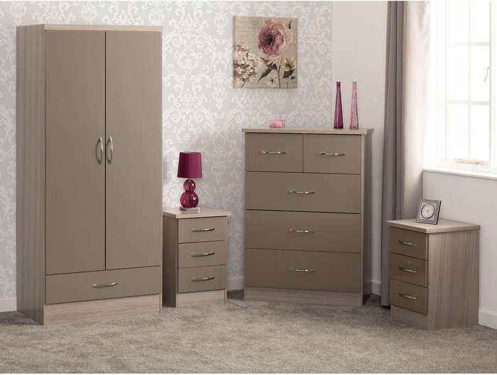 The Range | Seconique Nevada 2 Door 1 Drawer Wardrobe Bedroom Set - White Gloss Seconique Nevada 2 Door 1 Drawer Wardrobe Bedroom Set - White Gloss