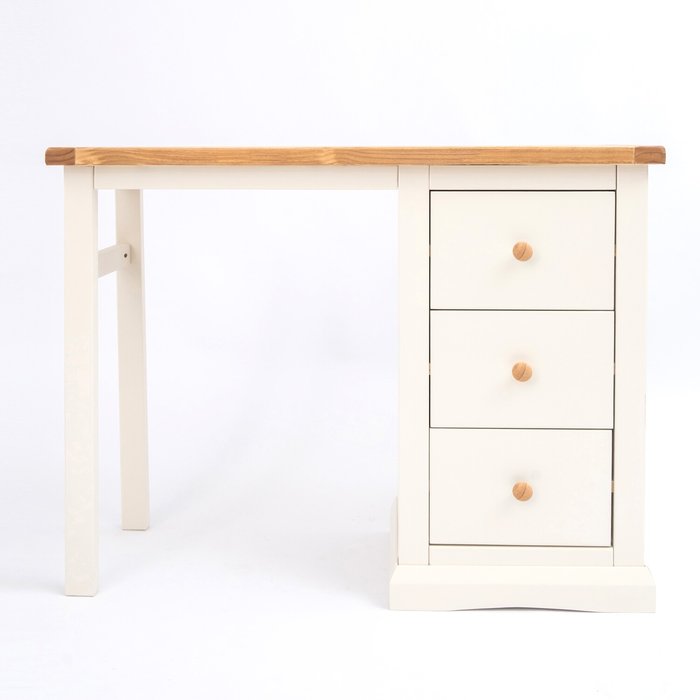 The Range | Cabinet Bits Castelli 3 Drawer Dressing Table - White / Wood Knob Cabinet Bits Castelli 3 Drawer Dressing Table - White / Wood Knob