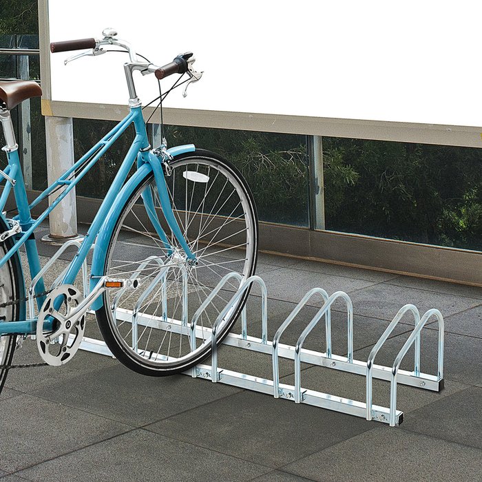 The Range | HOMCOM HOMCOM 5 Bike Parking Rack Locking Storage Stand Holder Floor Wall Mount Silver HOMCOM HOMCOM 5 Bike Parking Rack Locking Storage Stand Holder Floor Wall Mount Silver