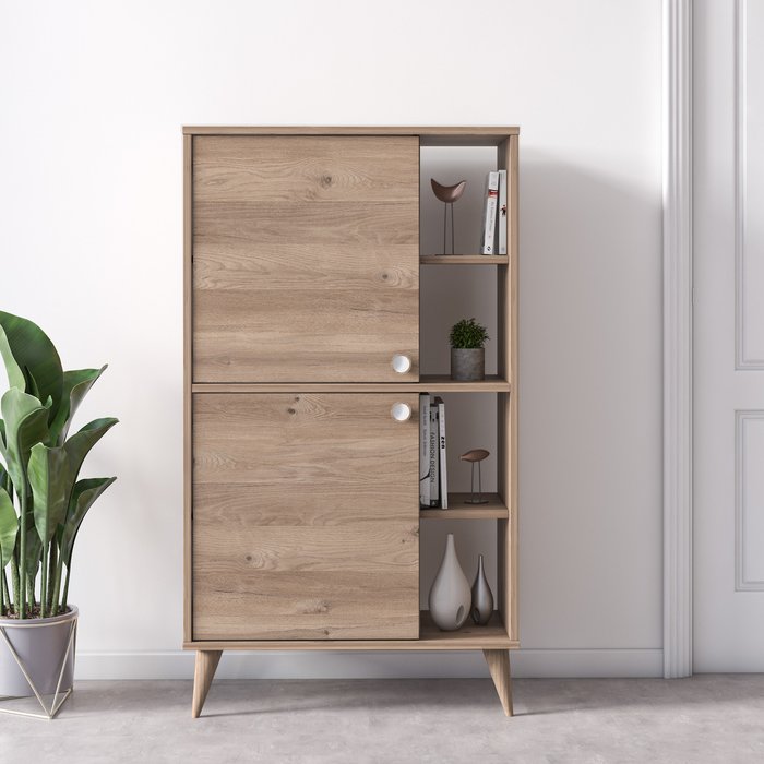 The Range | Ruumstore Vega High Cabinet with 2 Doors and Shelves - Varna Oak Ruumstore Vega High Cabinet with 2 Doors and Shelves - Varna Oak