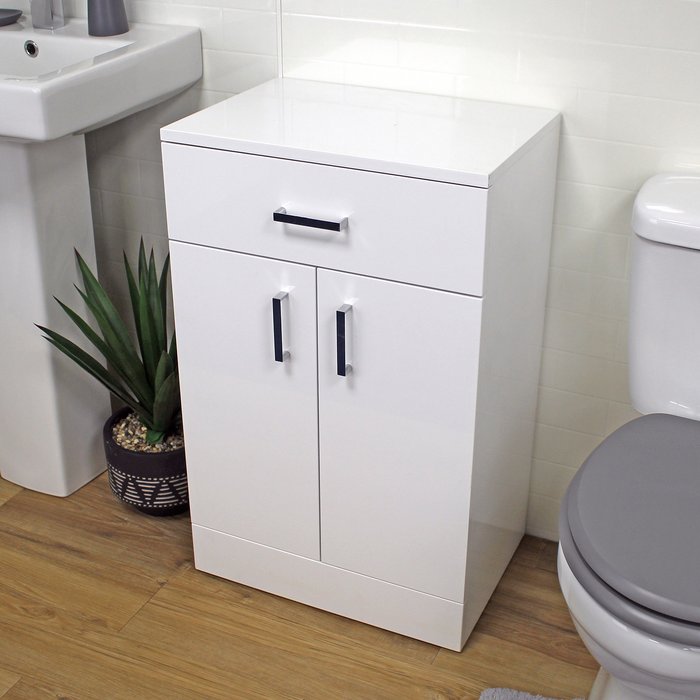 The Range | Showerdrape Salerno Freestanding White Gloss Bathroom Cabinet - White Showerdrape Salerno Freestanding White Gloss Bathroom Cabinet - White