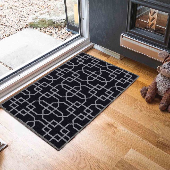 The Range | Serdim Rugs Machine Washable Cubed Trellis Design Anti Slip Doormats - Runners - Black / 40x60 cm Rectangle Serdim Rugs Machine Washable Cubed Trellis Design Anti Slip Doormats - Runners - Black / 40x60 cm Rectangle