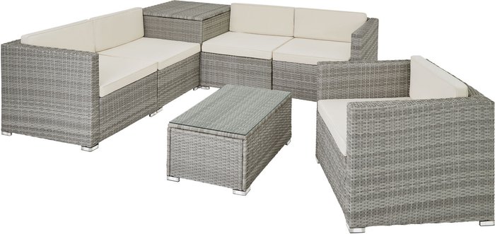 The Range | TECTAKE Tectake Rattan Garden Furniture Lounge Pisa - Light Grey TECTAKE Tectake Rattan Garden Furniture Lounge Pisa - Light Grey