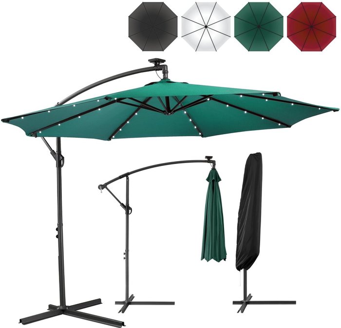 The Range | Arebos Parasol with LED Lights - Green Arebos Parasol with LED Lights - Green