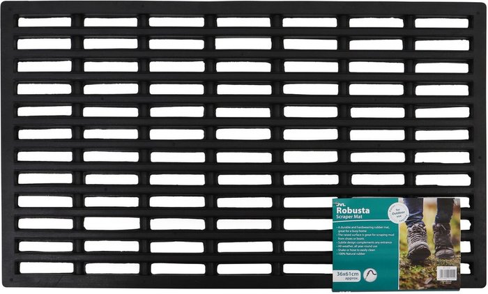 The Range | JVL JVL Robusta Rubber Doormat 36x61cm - Black JVL JVL Robusta Rubber Doormat 36x61cm - Black