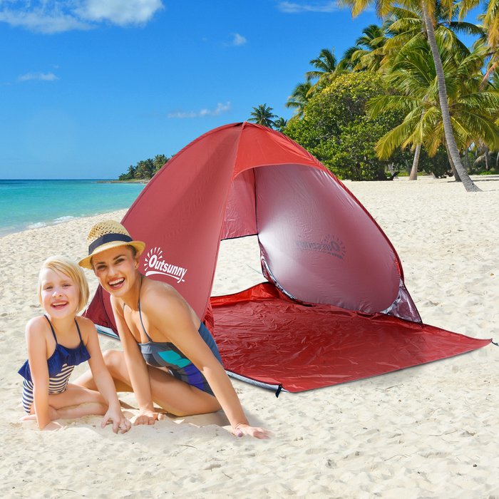 The Range | Outsunny Portable Instant Pop up Beach Camping Tent - Red Outsunny Portable Instant Pop up Beach Camping Tent - Red
