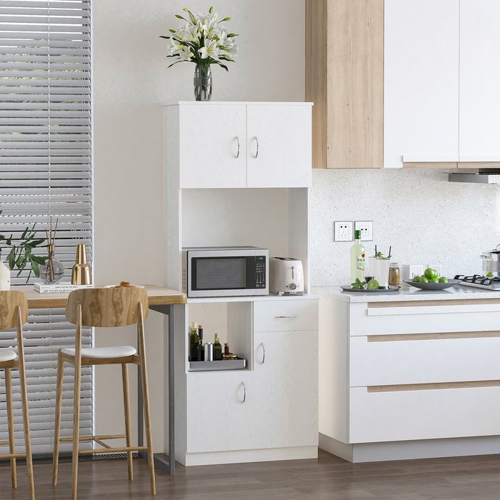 The Range | HOMCOM HOMCOM Freestanding Kitchen Cupboard Storage White Metal Handles HOMCOM HOMCOM Freestanding Kitchen Cupboard Storage White Metal Handles