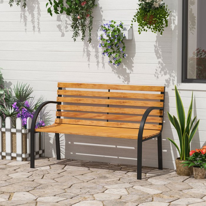 The Range | Outsunny Wooden Garden Bench - Natural Wood Colour Outsunny Wooden Garden Bench - Natural Wood Colour