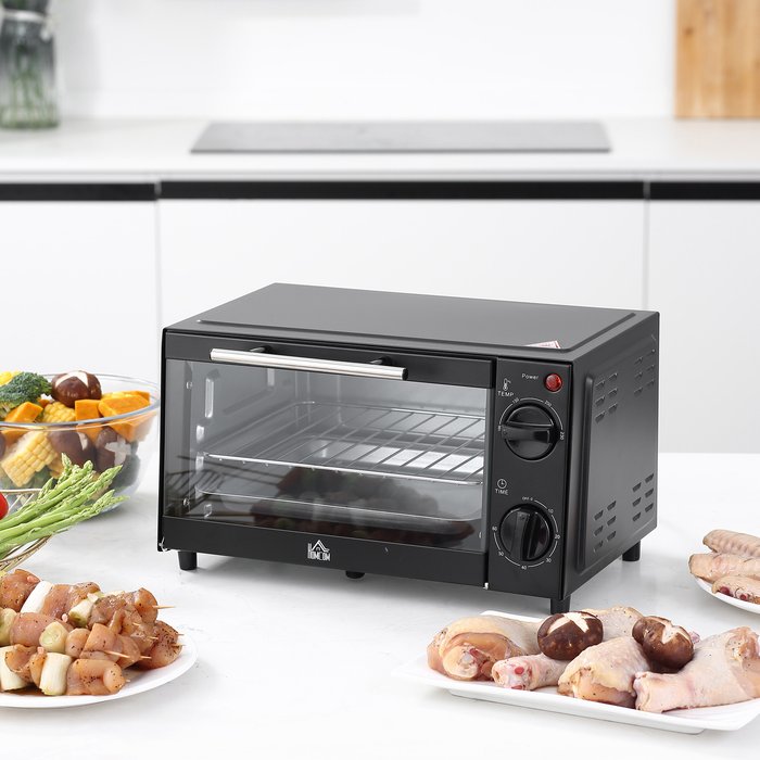 The Range | HOMCOM Homcom - Mini Oven 9L Countertop Electric Grill w/ Adjustable Temp Timer 750W HOMCOM Homcom - Mini Oven 9L Countertop Electric Grill w/ Adjustable Temp Timer 750W