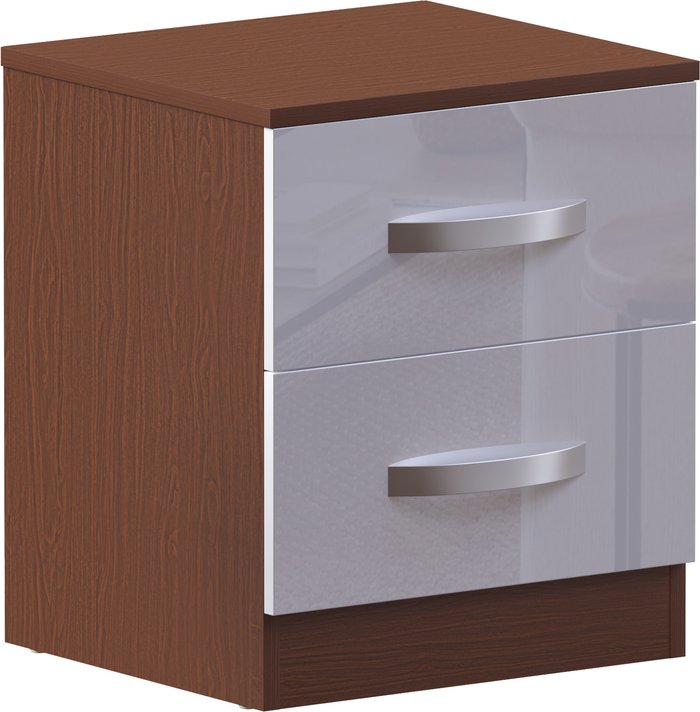 The Range | Hulio 2 Drawer Bedside Cabinet - Walnut and White Hulio 2 Drawer Bedside Cabinet - Walnut and White