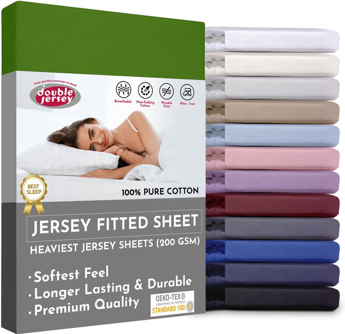 The Range | Double Jersey Double Jersey - Luxurious Jersey - Fitted Sheet - Deep Pocket 90x200x32 cm - Green Double Jersey Double Jersey - Luxurious Jersey - Fitted Sheet - Deep Pocket 90x200x32 cm - Green