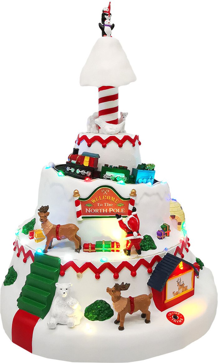 The Range | Musical LED North Pole with Moving Train - White Musical LED North Pole with Moving Train - White