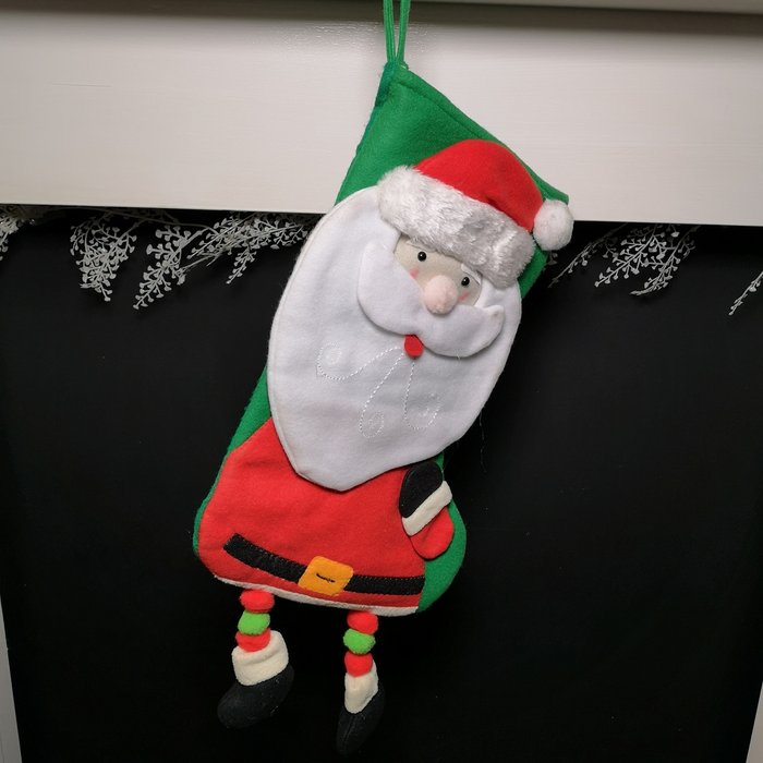 The Range | Samuel Alexander 3D Santa Design Christmas Stocking Hanging Decoration - Green Samuel Alexander 3D Santa Design Christmas Stocking Hanging Decoration - Green