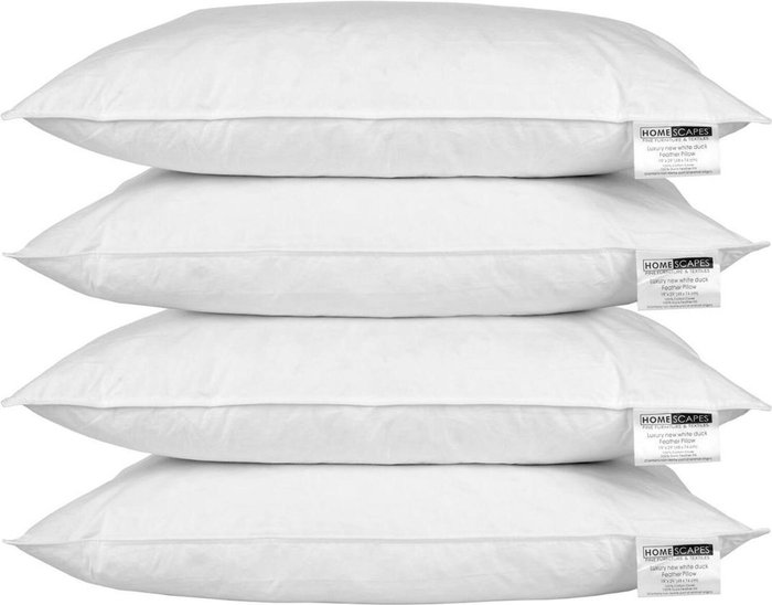 The Range | Homescapes 4 Luxury White Duck Feather Pillows - White Homescapes 4 Luxury White Duck Feather Pillows - White