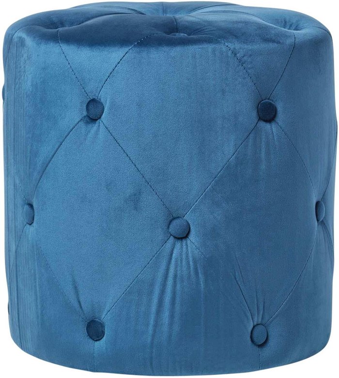 The Range | Homescapes Windsor Velvet Footstool - Blue Homescapes Windsor Velvet Footstool - Blue