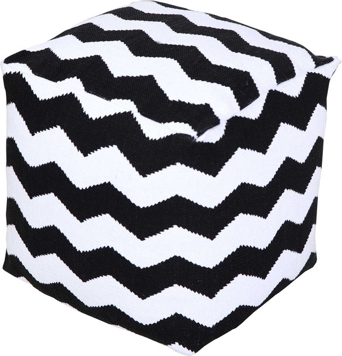 The Range | Homescapes Square Black and White Chevron Style Bean Footstool - Black / 40cm Homescapes Square Black and White Chevron Style Bean Footstool - Black / 40cm