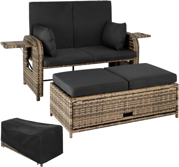 The Range | TECTAKE Tectake Rattan Sofa Crete Brown TECTAKE Tectake Rattan Sofa Crete Brown