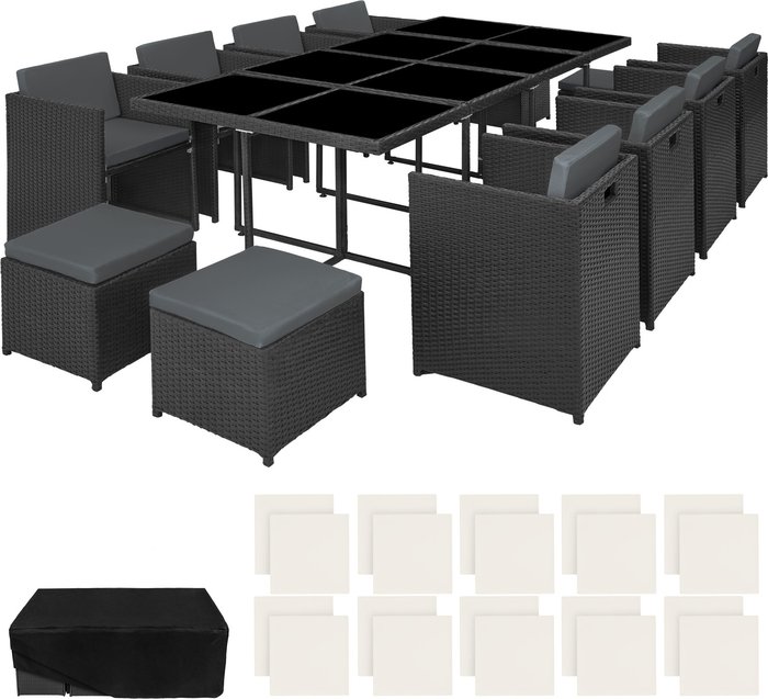 The Range | TECTAKE Tectake New Orleans Rattan Garden Dining Set - Black TECTAKE Tectake New Orleans Rattan Garden Dining Set - Black