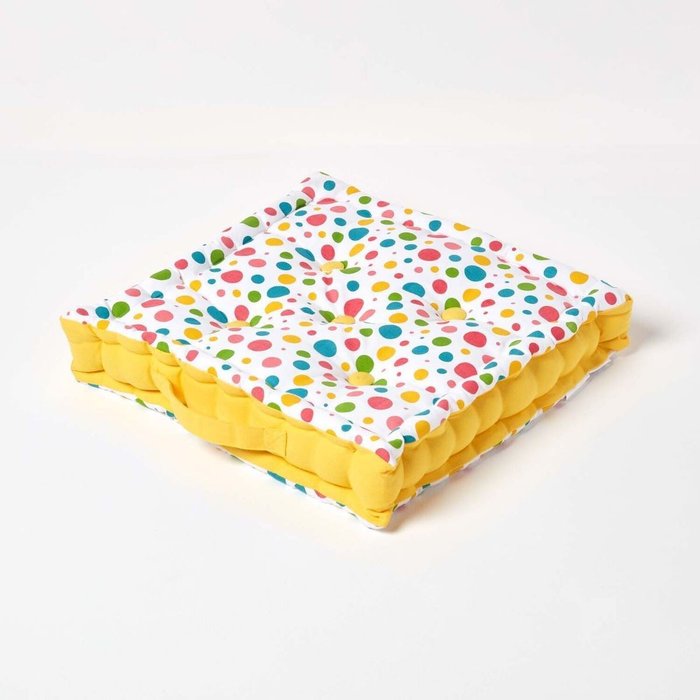 The Range | Homescapes Homescapes Cotton Multi Coloured Polka Dot Floor Cushion - Pink / 40cm Homescapes Homescapes Cotton Multi Coloured Polka Dot Floor Cushion - Pink / 40cm